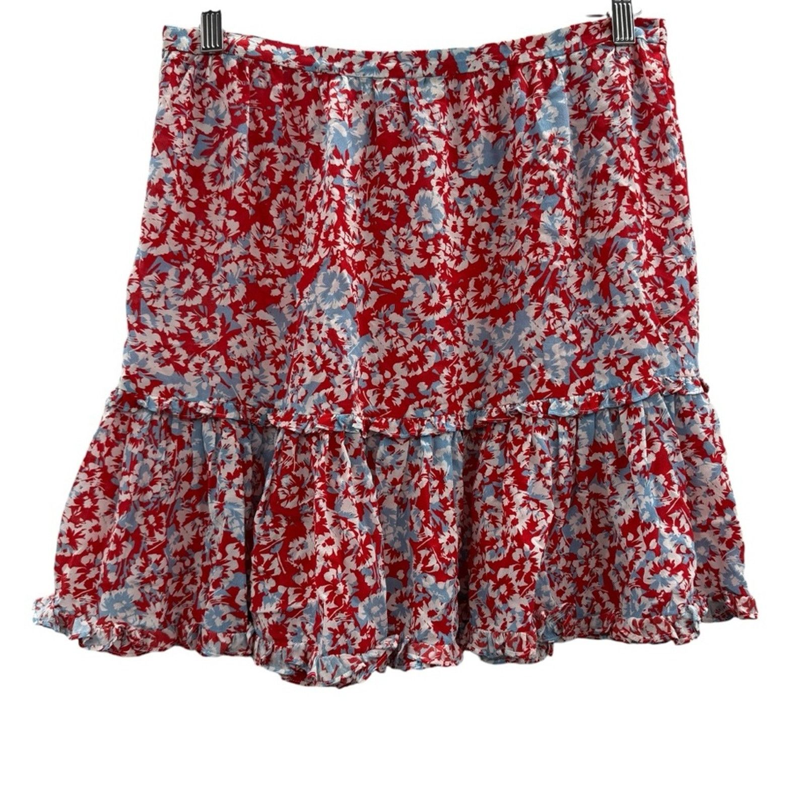 Other RTR Paloma Blue Alexa 100% Silk Floral Tiered Mini Skirt Size 26" / US 2 / IT 38 - 2 Thumbnail