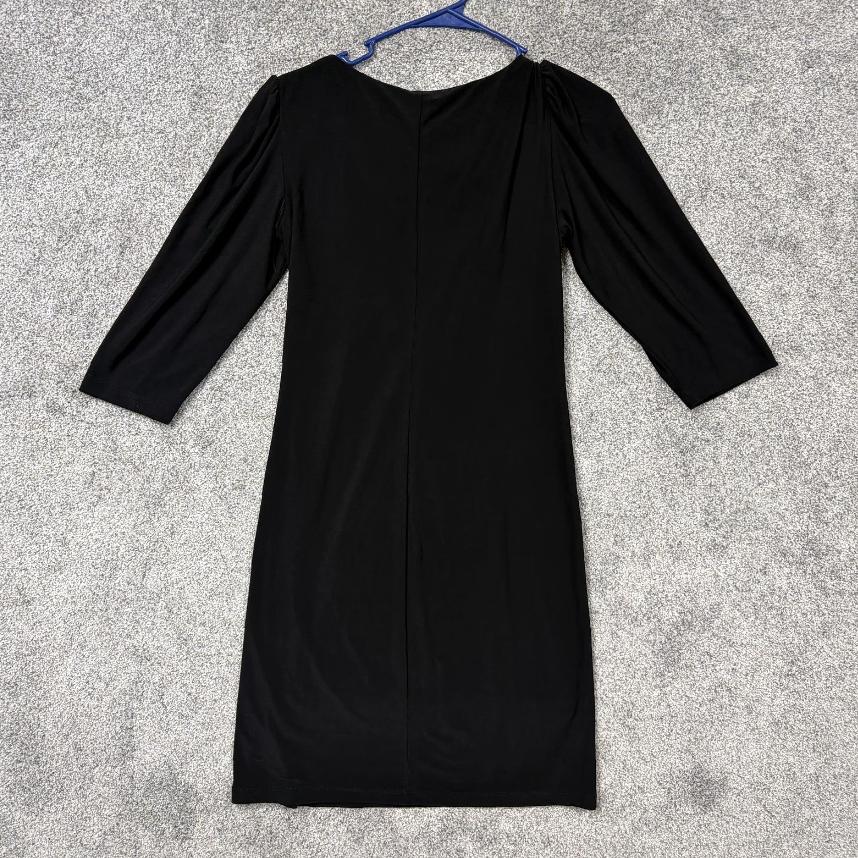 Vintage Tiana B Dress Small Corporate Chic Sheath Cocktail Little Black Dress 3/4 Sleeve V-Neck Pullover Women Size S / US 4 / IT 40 - 7 Thumbnail