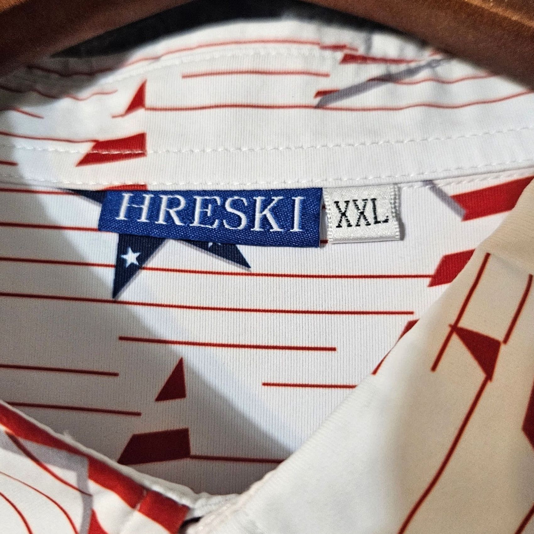 Vintage hreski Mens XXL 2XL Polo Shirt Red Blue Stars Short Sleeves Golf Size US XXL / EU 58 / 5 - 3 Thumbnail