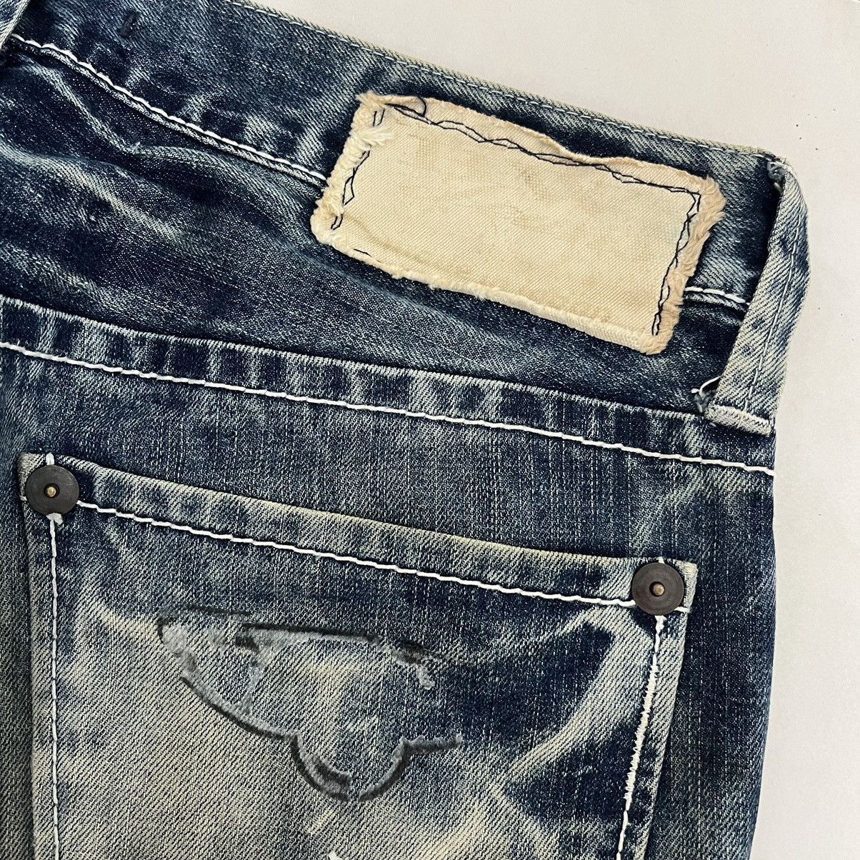 If Six Was Nine FLARED BLUE WAY CLAWMARK DISTRESSED DENIM PANT BOOTCUT JEANS Size US 32 / EU 48 - 14 Thumbnail