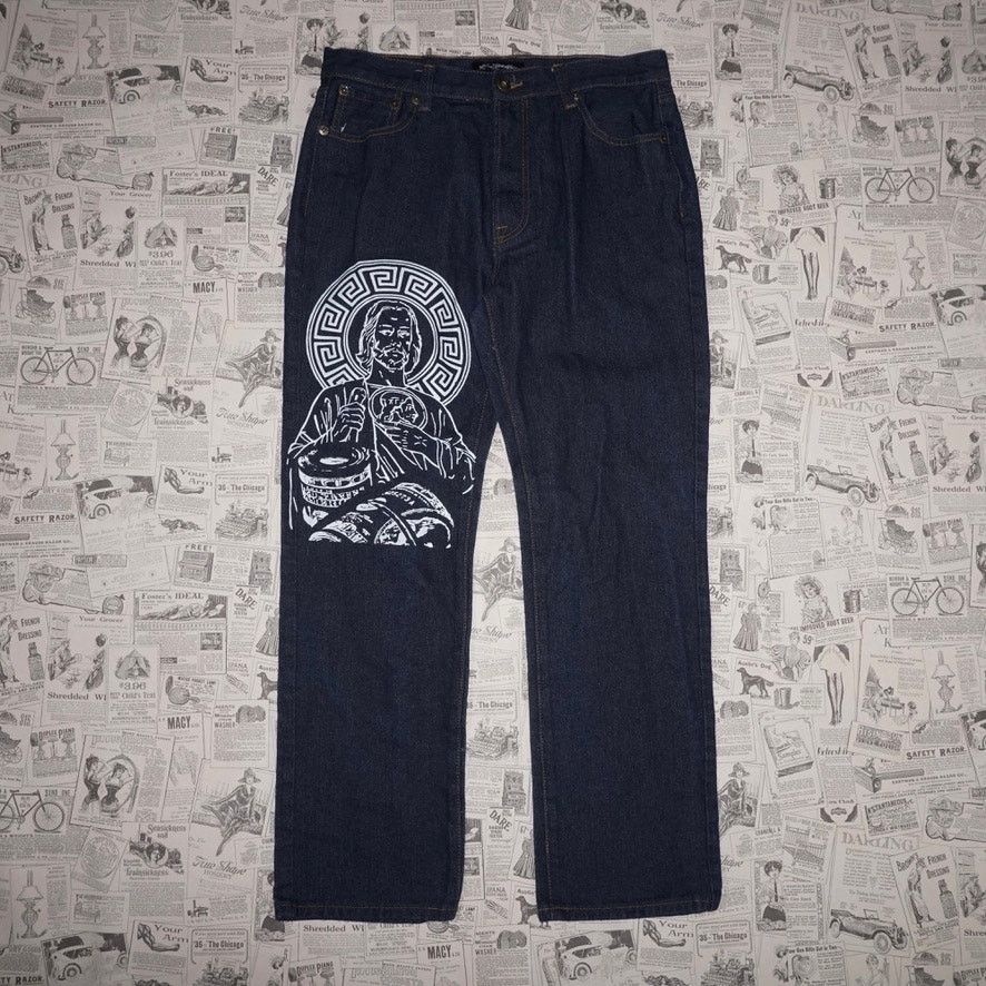Vintage 36 -Vintage Y2K Kno Betta dollar bills jesus 00s denim pants Size US 36 / EU 52 - 1 Thumbnail