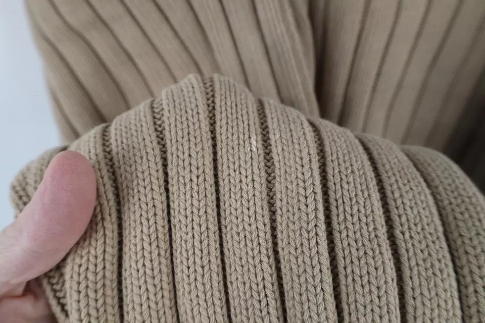 Vintage Vintage 90s Streetwear Ribbed Knit Crewneck Sweater Beige Size US XXL / EU 58 / 5 - 7 Thumbnail
