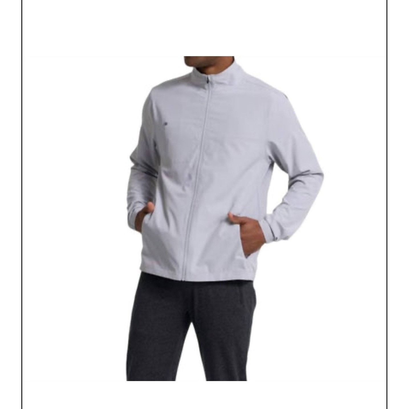 Vuori Mens Venture Track Jacket Light Gray Full Zip Lightwei