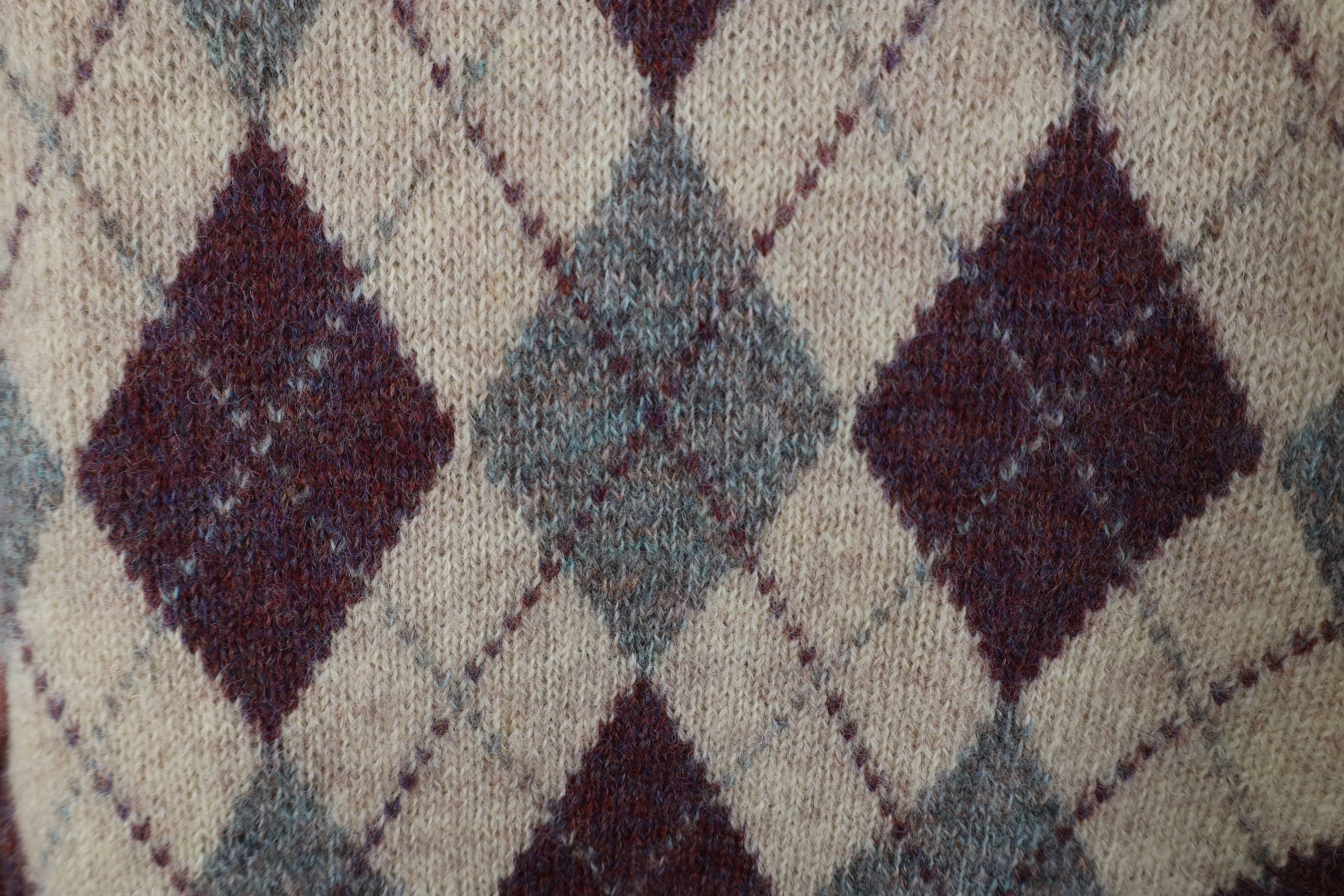 Vintage Vintage 70s 80s Streetwear Wool Argyle Diamond Knit Sweater Size US M / EU 48-50 / 2 - 6 Thumbnail