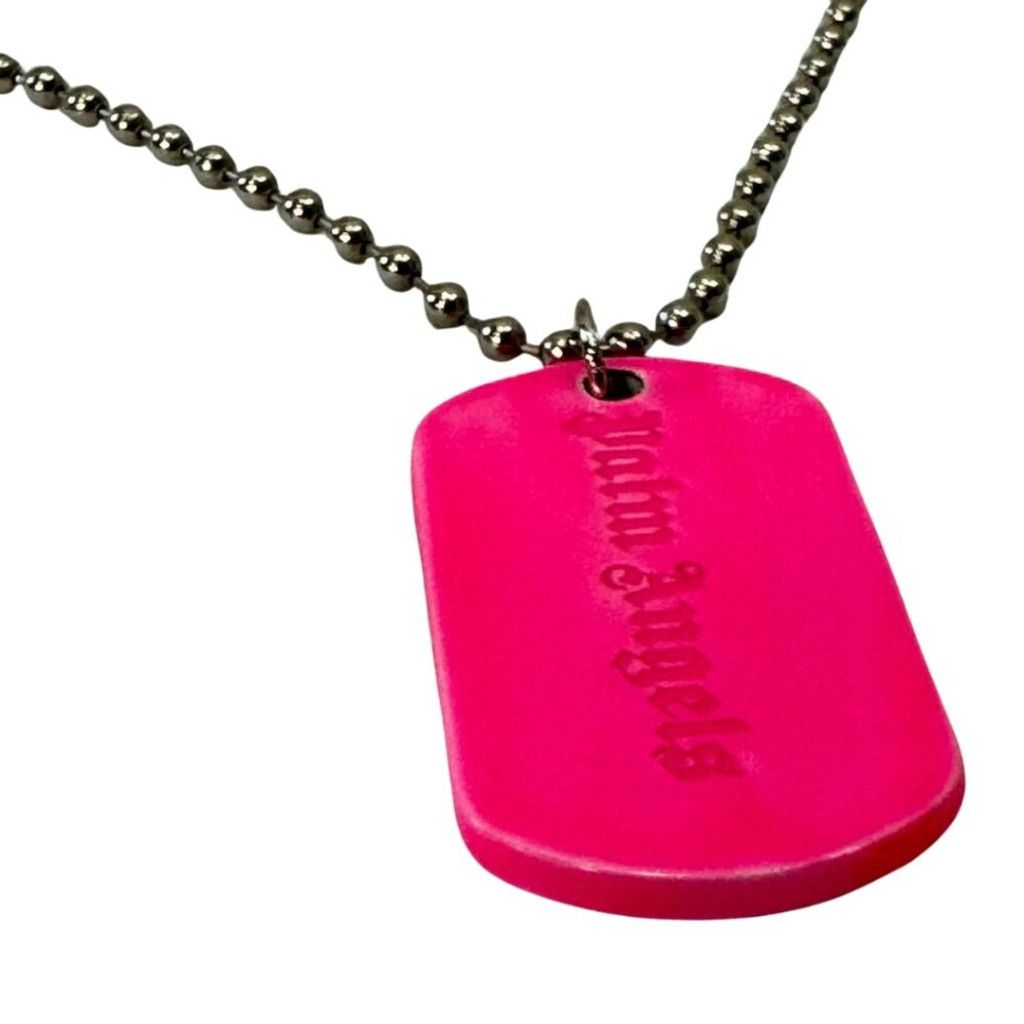 Palm Angels PALM ANGELS Women's Logo-engraved Dog Tag Necklace in Fuscia Size ONE SIZE - 4 Thumbnail