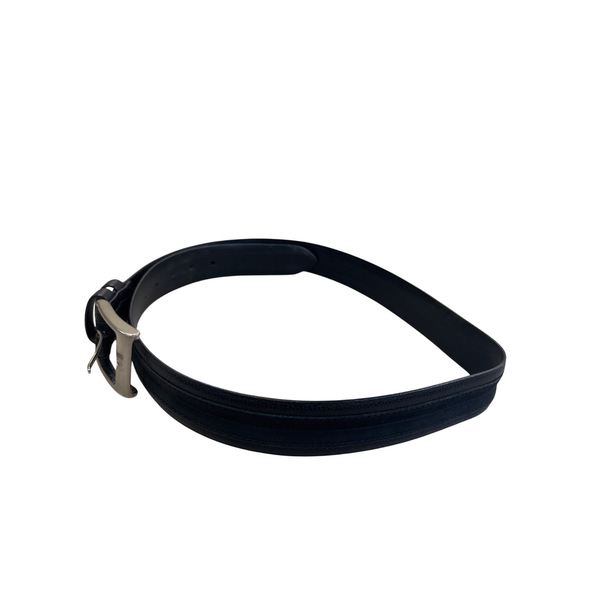 Designer Kolte Italian Made Mens Black Leather Belt W/Solid Brass Buc Size 38 - 2 Thumbnail