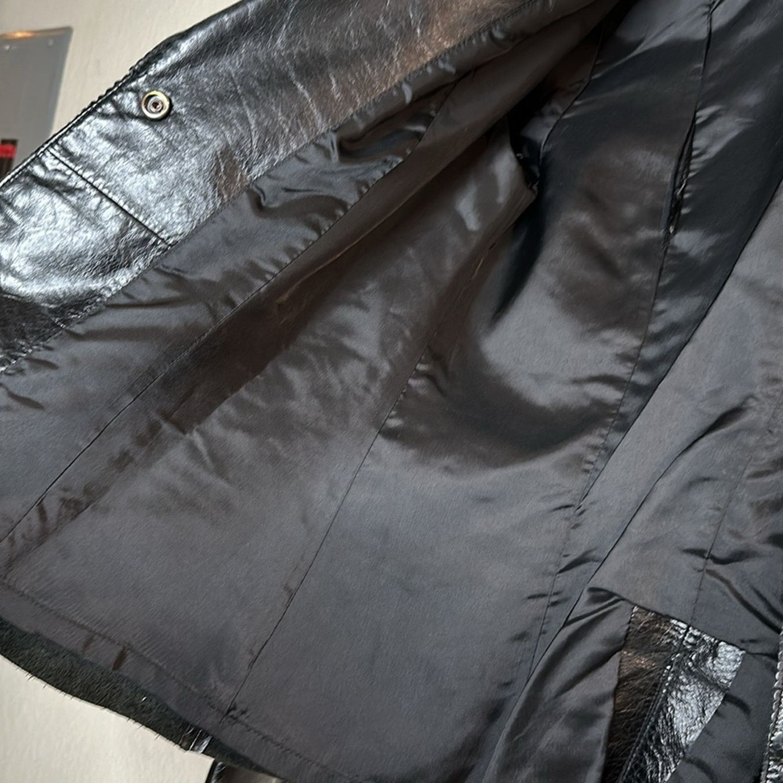 Guess × Leather × Vintage VTG Y2K Guess Leather Blazer Jacker Black MED Scalloped Seam Size M / US 6-8 / IT 42-44 - 14 Thumbnail