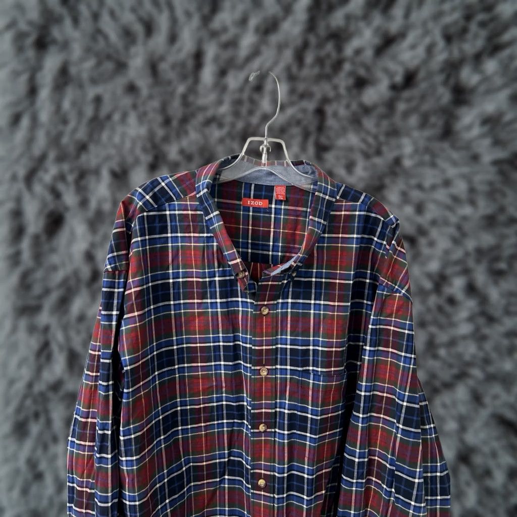 Izod IZOD Shirt Mens 3XL Midnight Blue Heritage Tartan Plaid Button Down L/S NWT Size US XXL / EU 58 / 5 - 1 Thumbnail