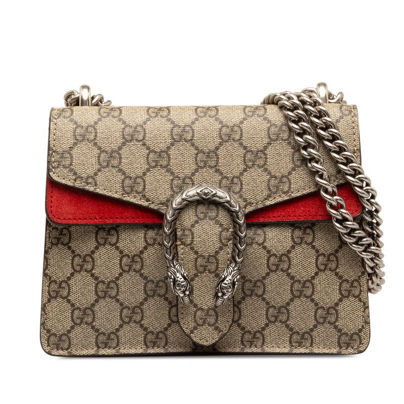 image of Gucci Mini GG Supreme Dionysus Shoulder Bag in Brown, Women's