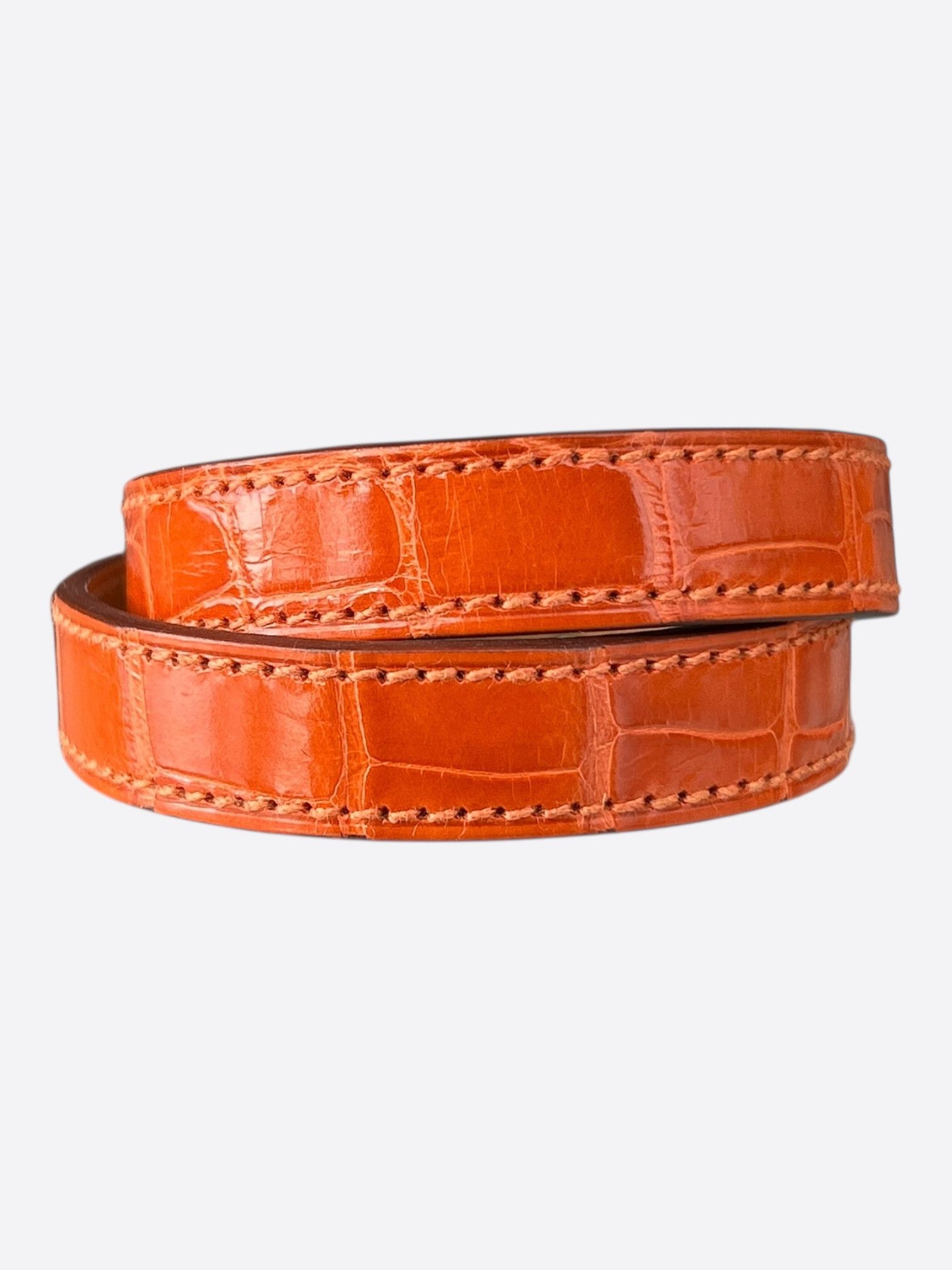 Hermes Orange Crocodile & Gold Hardware Kelly Double Tour Bracelet Size ONE SIZE - 2 Thumbnail