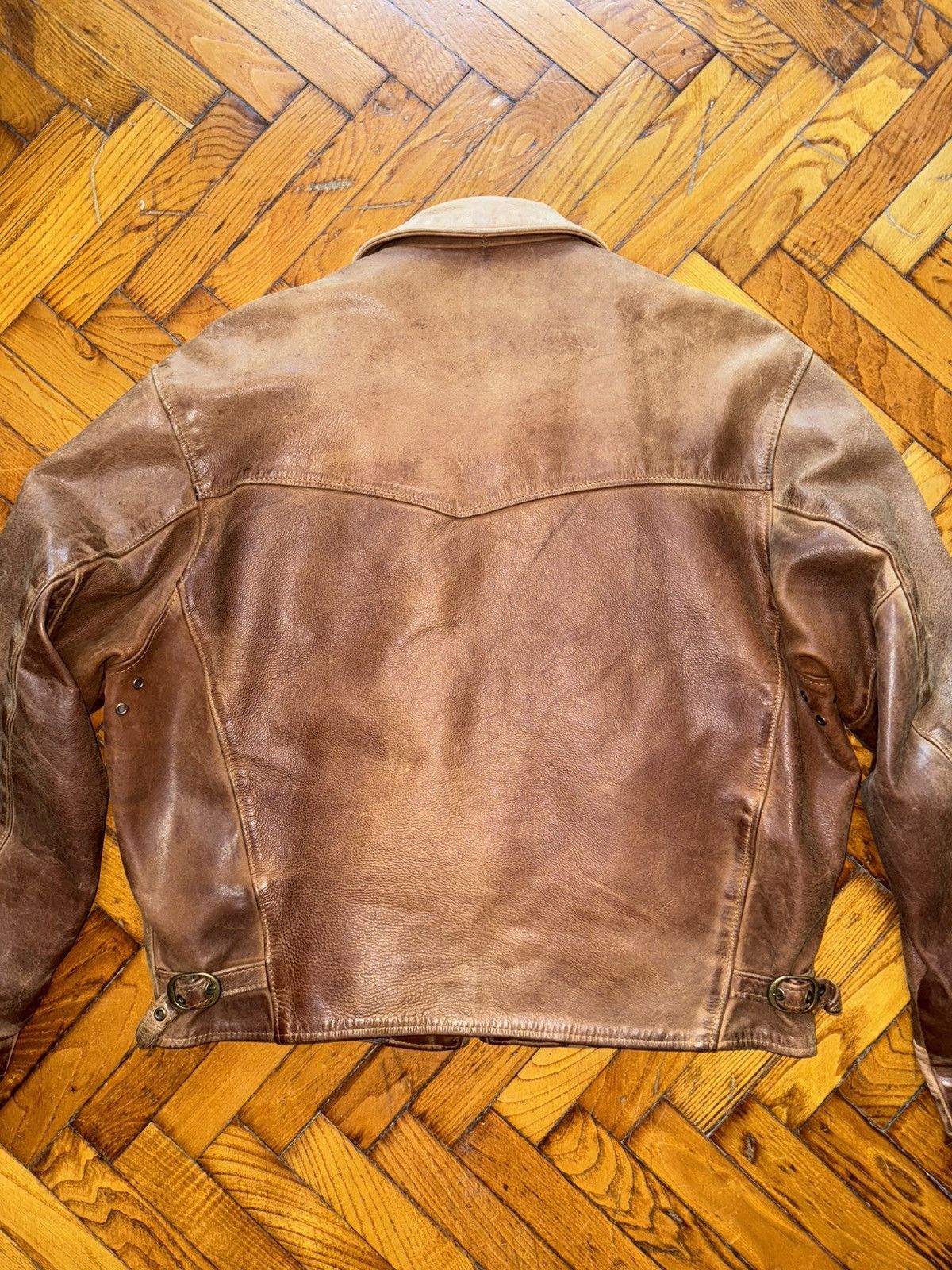 Schott Sunfaded brown leather Steerhide Schott mod. 133 highwayman Size US XXL / EU 58 / 5 - 12 Thumbnail