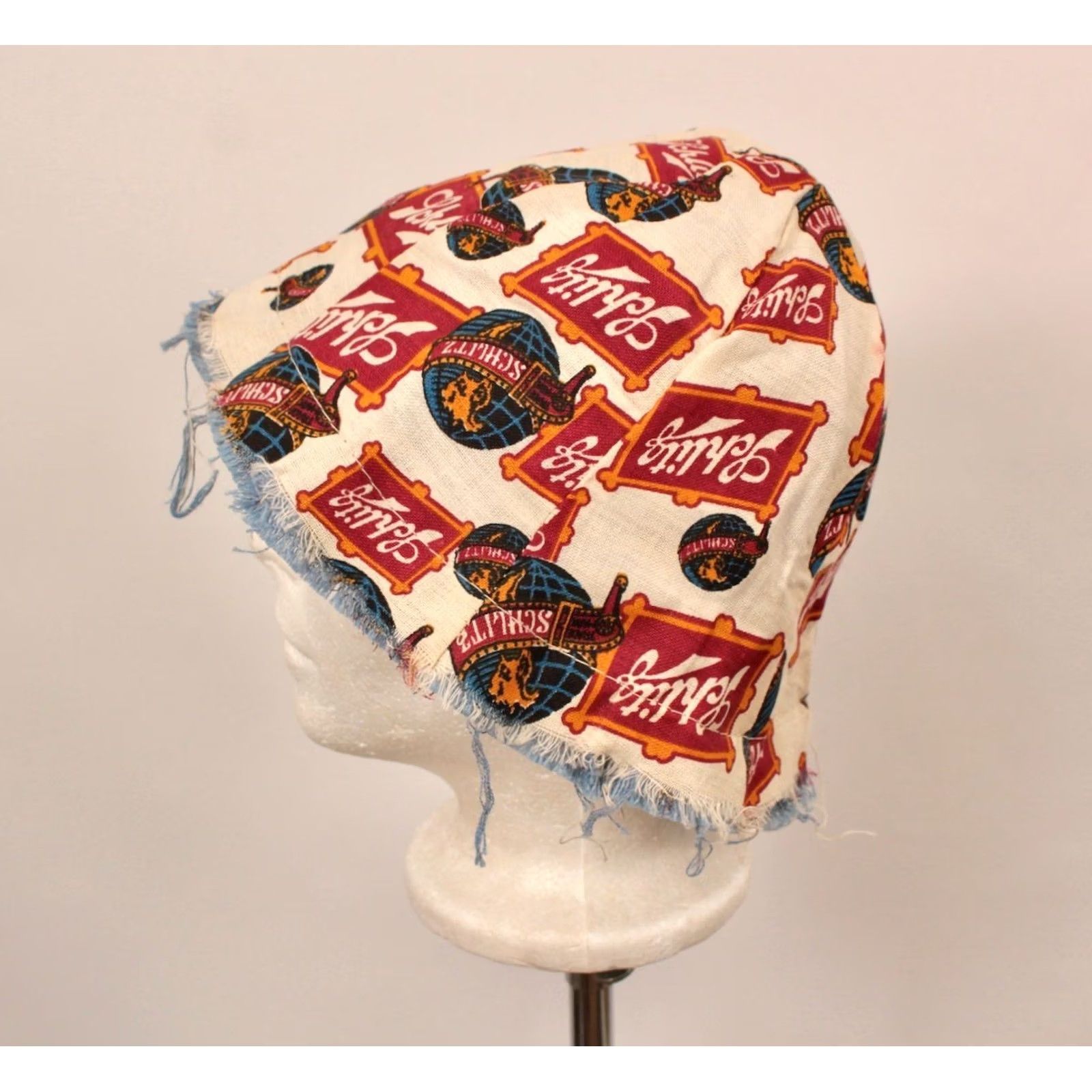 Vintage Schlitz 60s Bucket Hat Men's VTG Reversible AOP Beer Advertisements Blue Cotton 1960s Outdoor Gift Hat Mens Size ONE SIZE - 3 Thumbnail