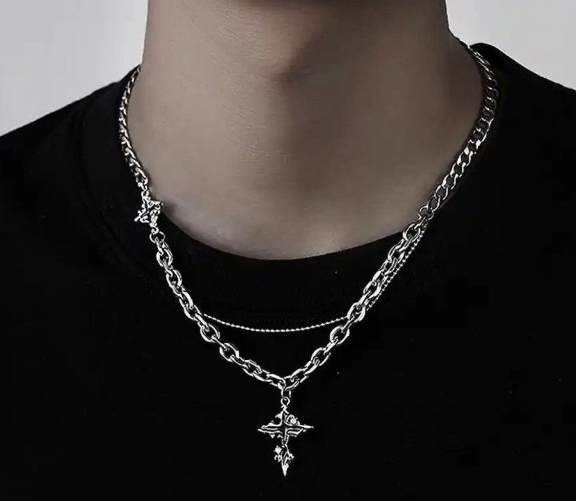 Jewelry Punk Black Flame Cross Necklace Size ONE SIZE - 1 Thumbnail