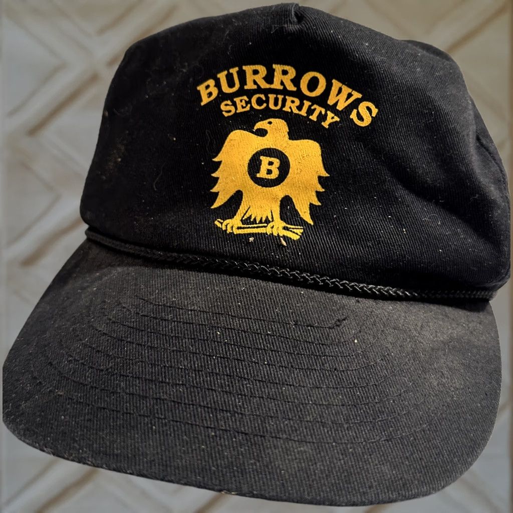 Vintage VINTAGE Burrows Security Black Roped SnapBack Hat Eagle Baseball Cap Men One Size Adjustable Black Eagle Mens Size ONE SIZE - 1 Thumbnail