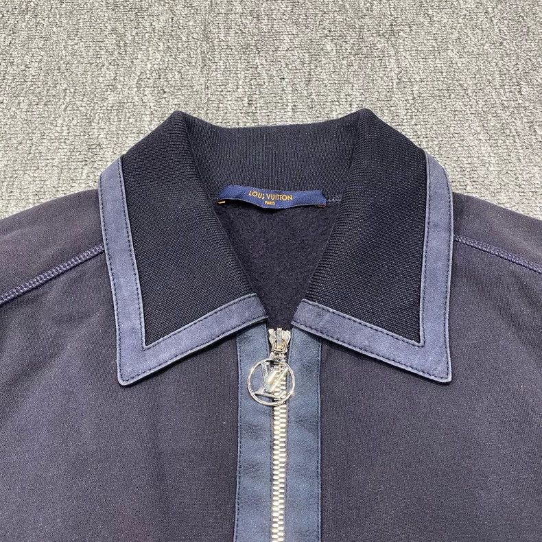 Louis Vuitton LOUIS VUITTON Dark blue split leather zip jacket Size US S / EU 44-46 / 1 - 7 Thumbnail