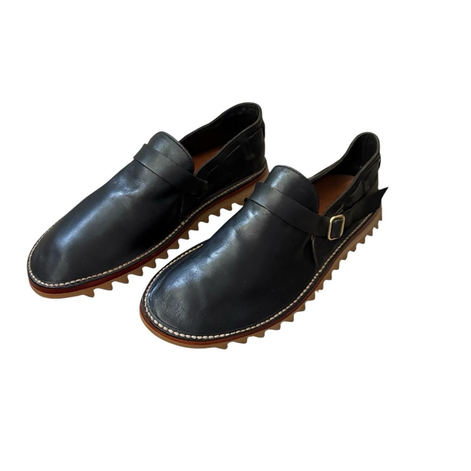 Other Unmarked Handcrafted Stitch Down Black Leather Loafers Size US 12 / EU 45 - 5 Thumbnail
