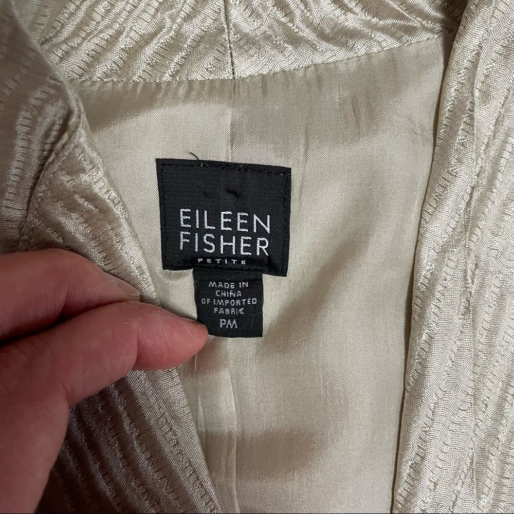 Eileen Fisher Eileen Fisher Silk Groove Beige Open Front 3/4 Sleeve Jacke Size M / US 6-8 / IT 42-44 - 7 Thumbnail