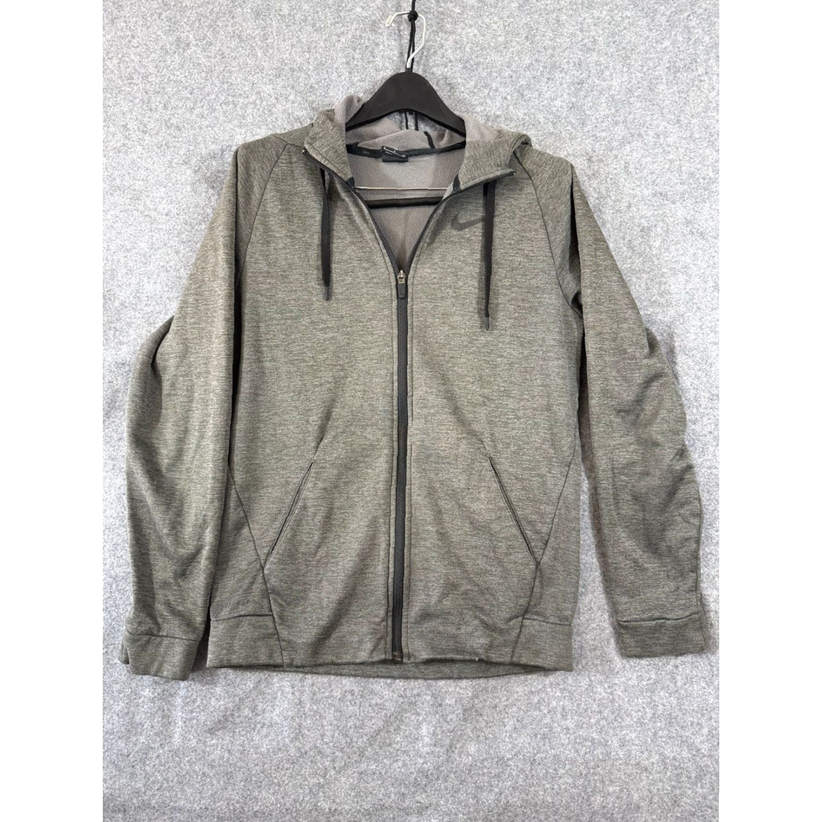 Nike Nike Dri Fit Hoodie Mens S Heather Gray Full Zip Fleece Lined Raglan Sleeve Logo Size US S / EU 44-46 / 1 - 3 Thumbnail