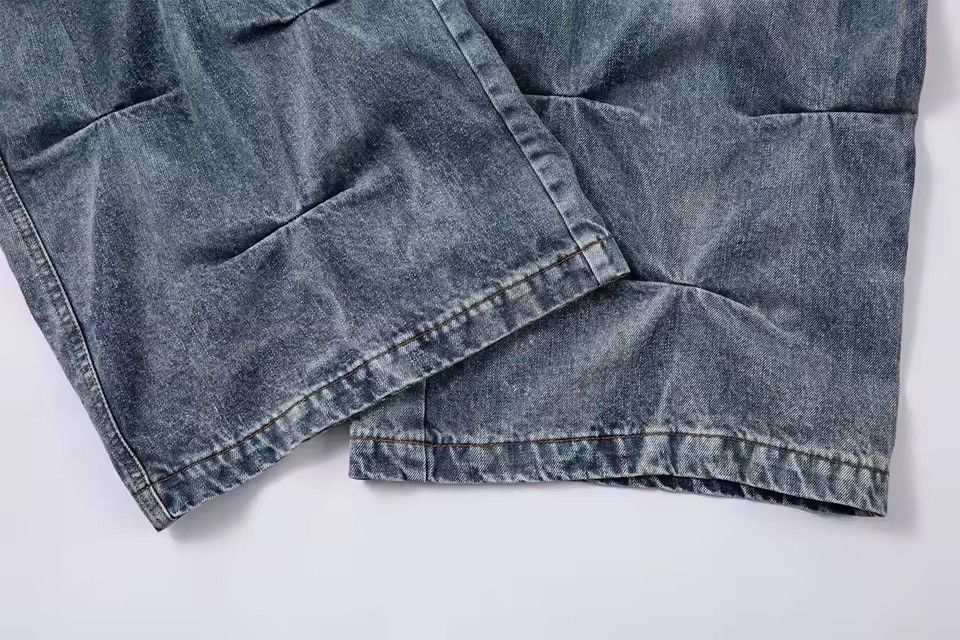 Jean Streetwear Designer Washed Wide Leg Retro Outdoor Jeans Size US 35 - 8 Thumbnail