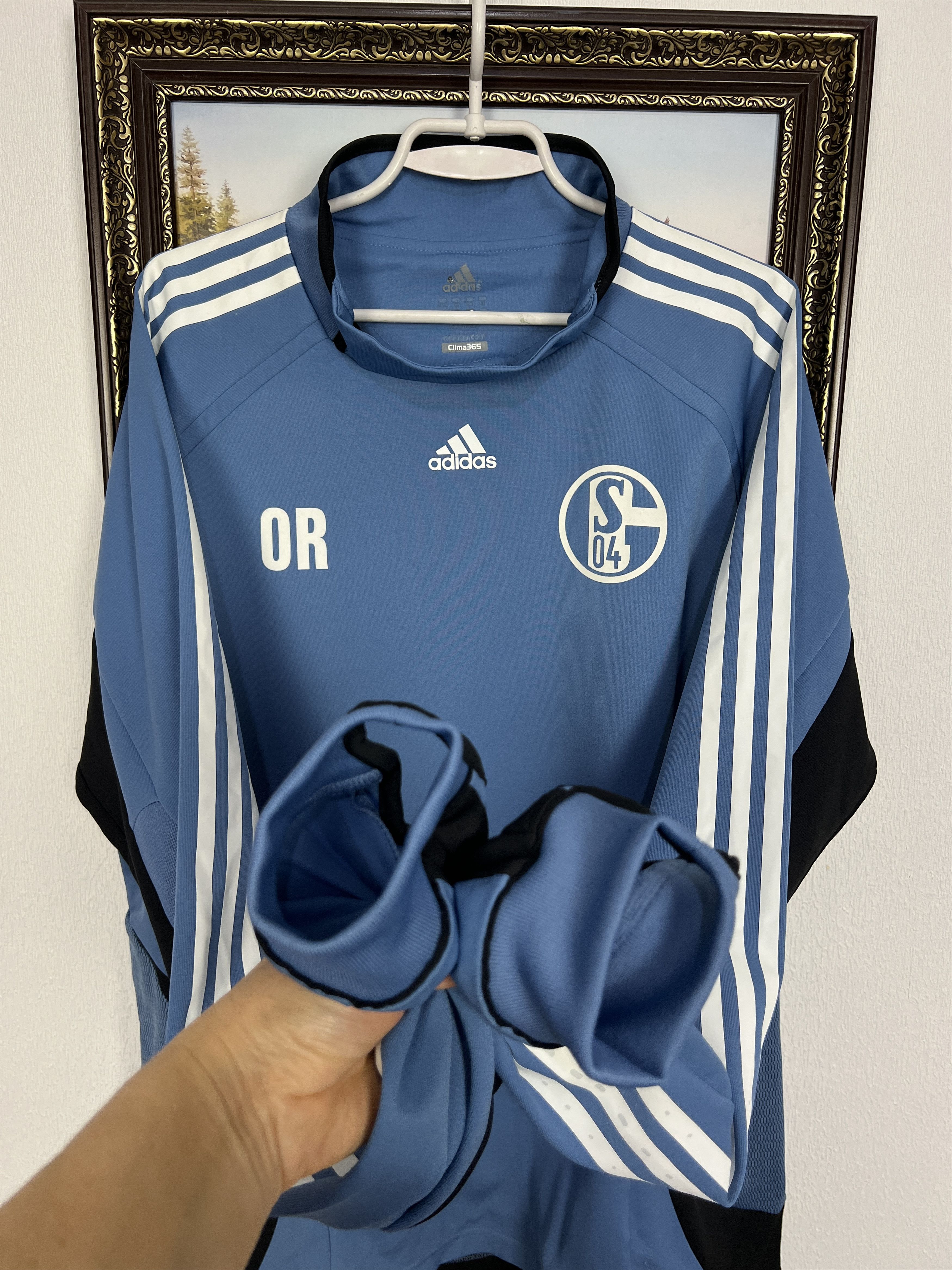 Adidas FC Schalke 04 Football Player Issue Train Sweatshirt Jacket Size US XL / EU 56 / 4 - 6 Thumbnail