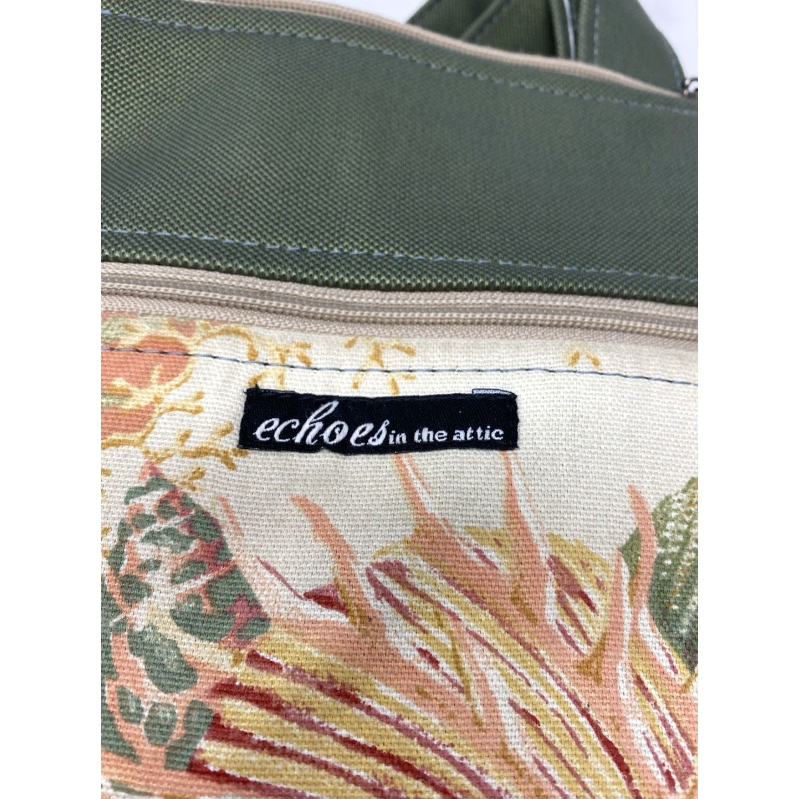 Vintage Echoes In The Attic Crossbody Bag Eco Friendly Seashell Print Canvas Green Purse Small Women Size ONE SIZE - 8 Thumbnail