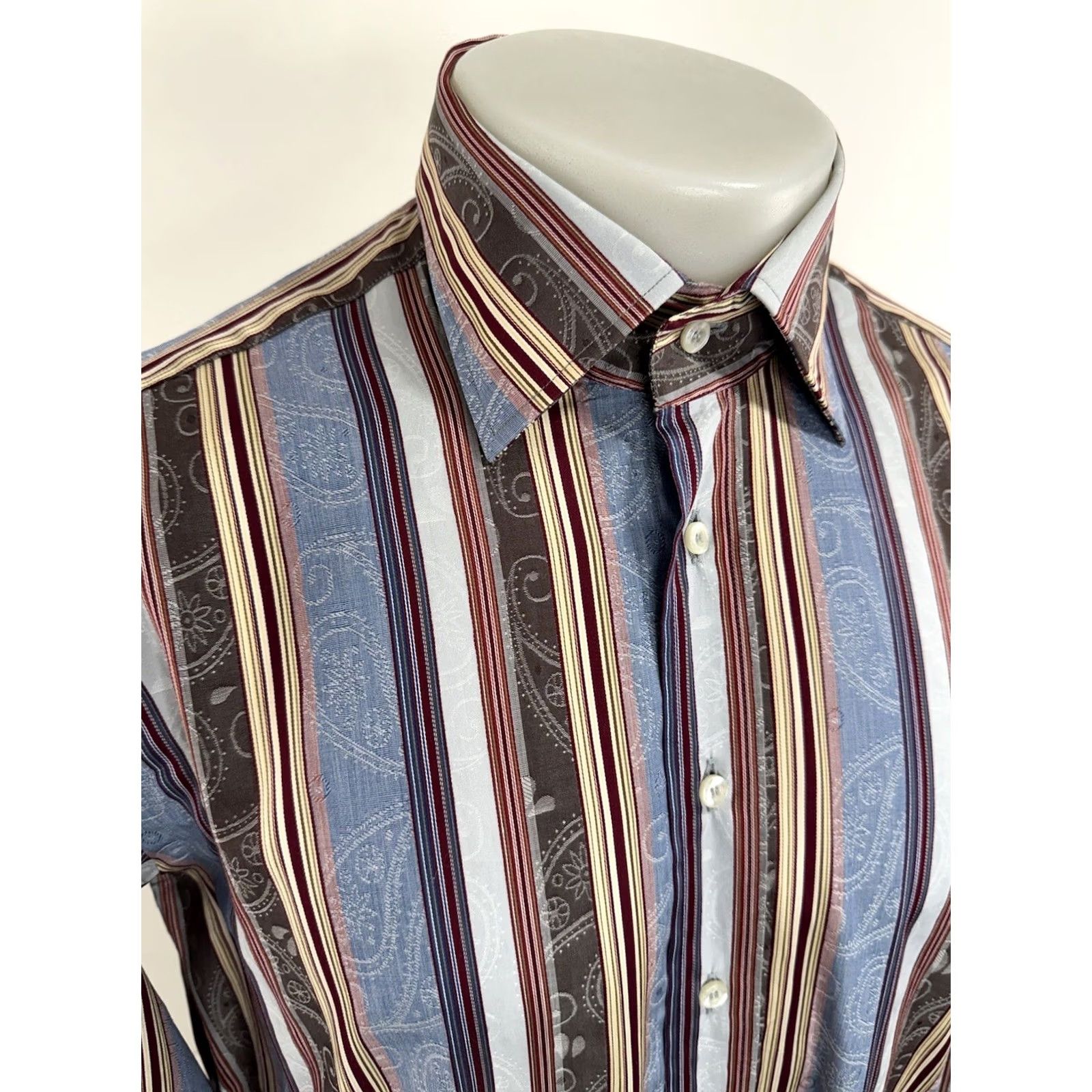 Etro ETRO Shirt Mens L Italy PAISLEY Striped Size US L / EU 52-54 / 3 - 2 Thumbnail
