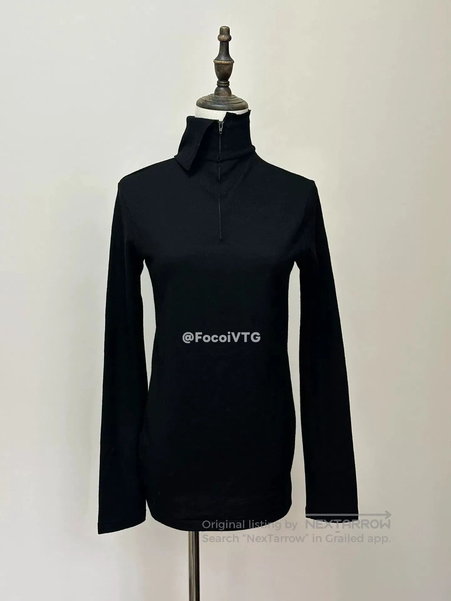 Yohji Yamamoto Yohji Yamamoto Black Wool Irregular Collar Top. Size M / US 6-8 / IT 42-44 - 1 Thumbnail