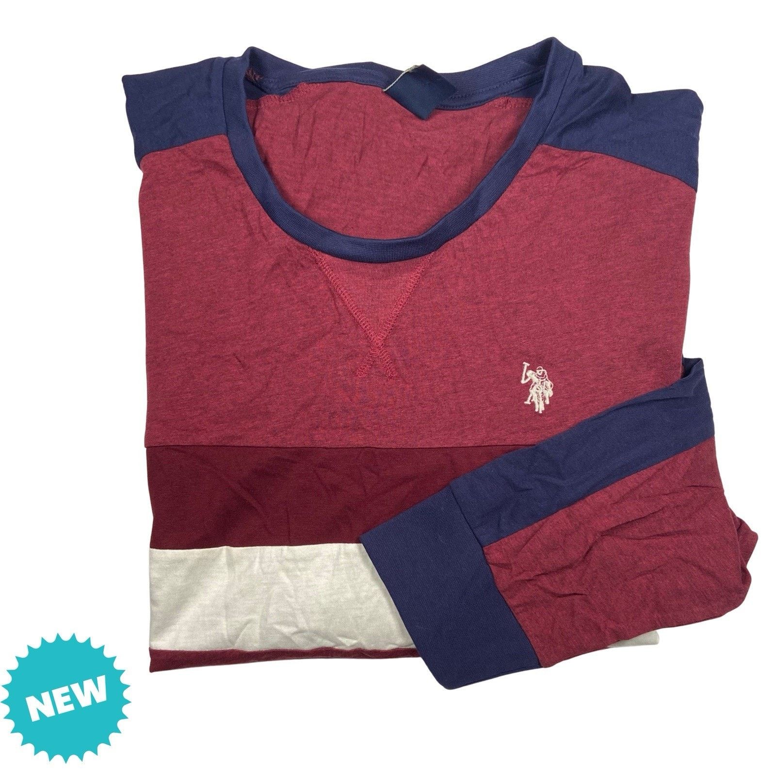 U.S. Polo Assn. US Polo Assn Shirt Men's XL Logo Crew Neck Red Striped New Size US XL / EU 56 / 4 - 1 Thumbnail