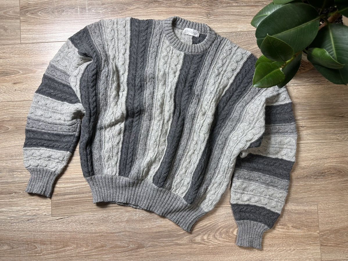 image of Gianni Versace Vintage 1980S Gray Knit Heavy Wool Sweater in Grey, Men's (Size XL)