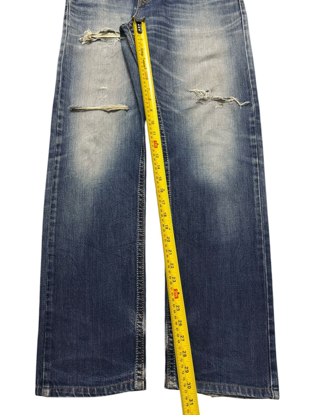 Edwin Vintage 90s Edwin XV Blue Faded Wash Distressed Straight Leg Size US 32 / EU 48 - 11 Thumbnail