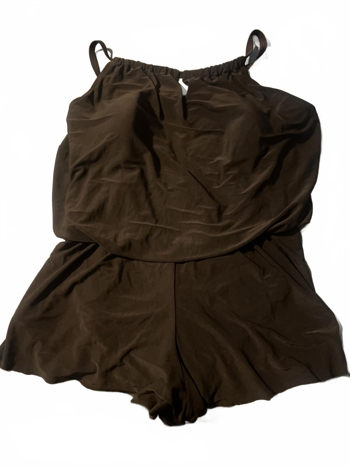 Unknown London Aqua Green 16W Black Sleeveless Romper Adjustable Straps Size ONE SIZE - 4 Thumbnail