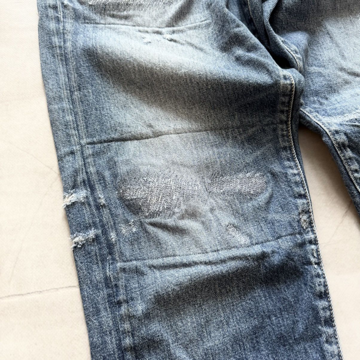Samurai Jeans Archive Japan Moussy Distressed Trashed Blue Jeans Y2K Size US 31 - 7 Thumbnail
