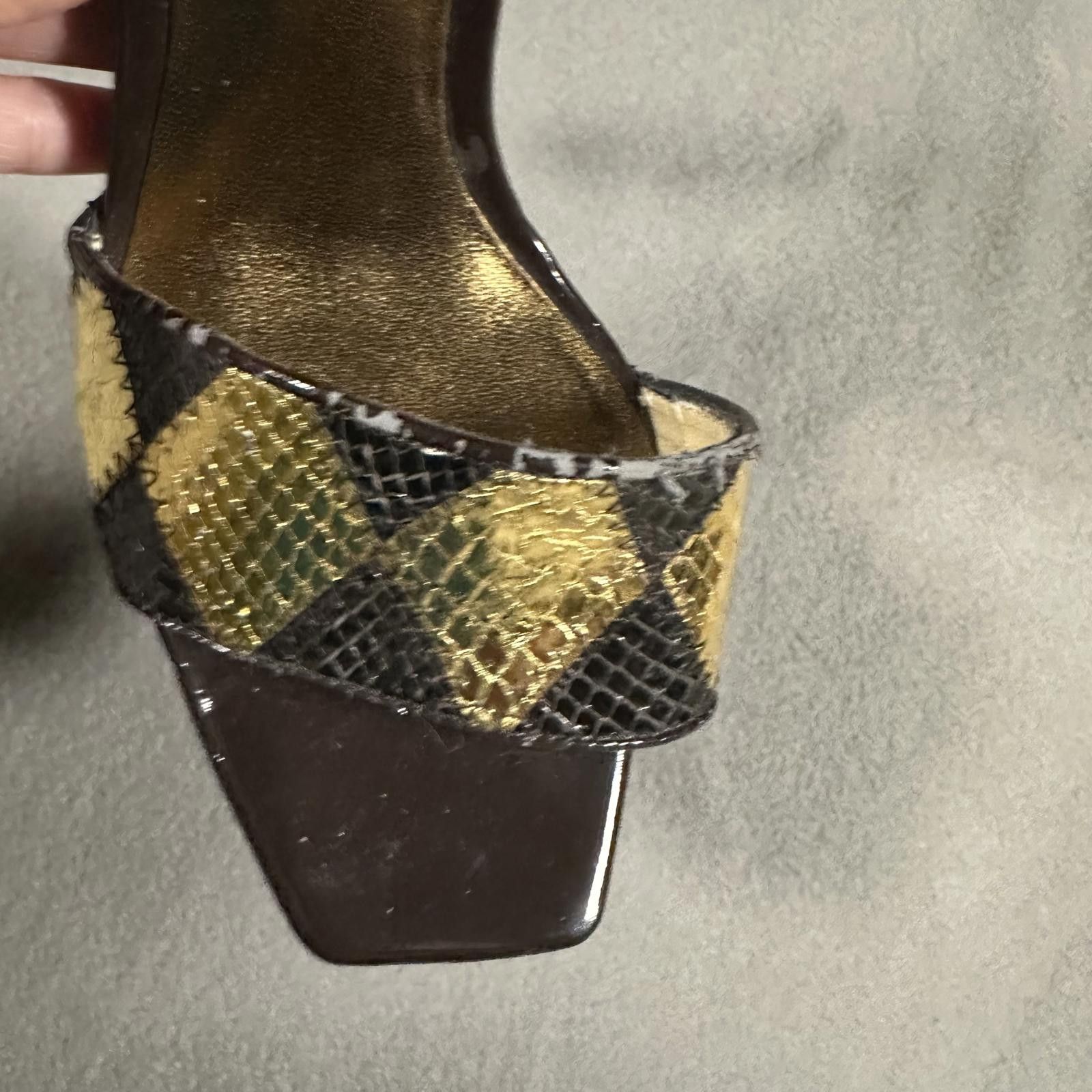 United Colors Of Benetton BEBE Heels Brown Gold Snake Skin 6 Size US 6 / IT 36 - 6 Thumbnail