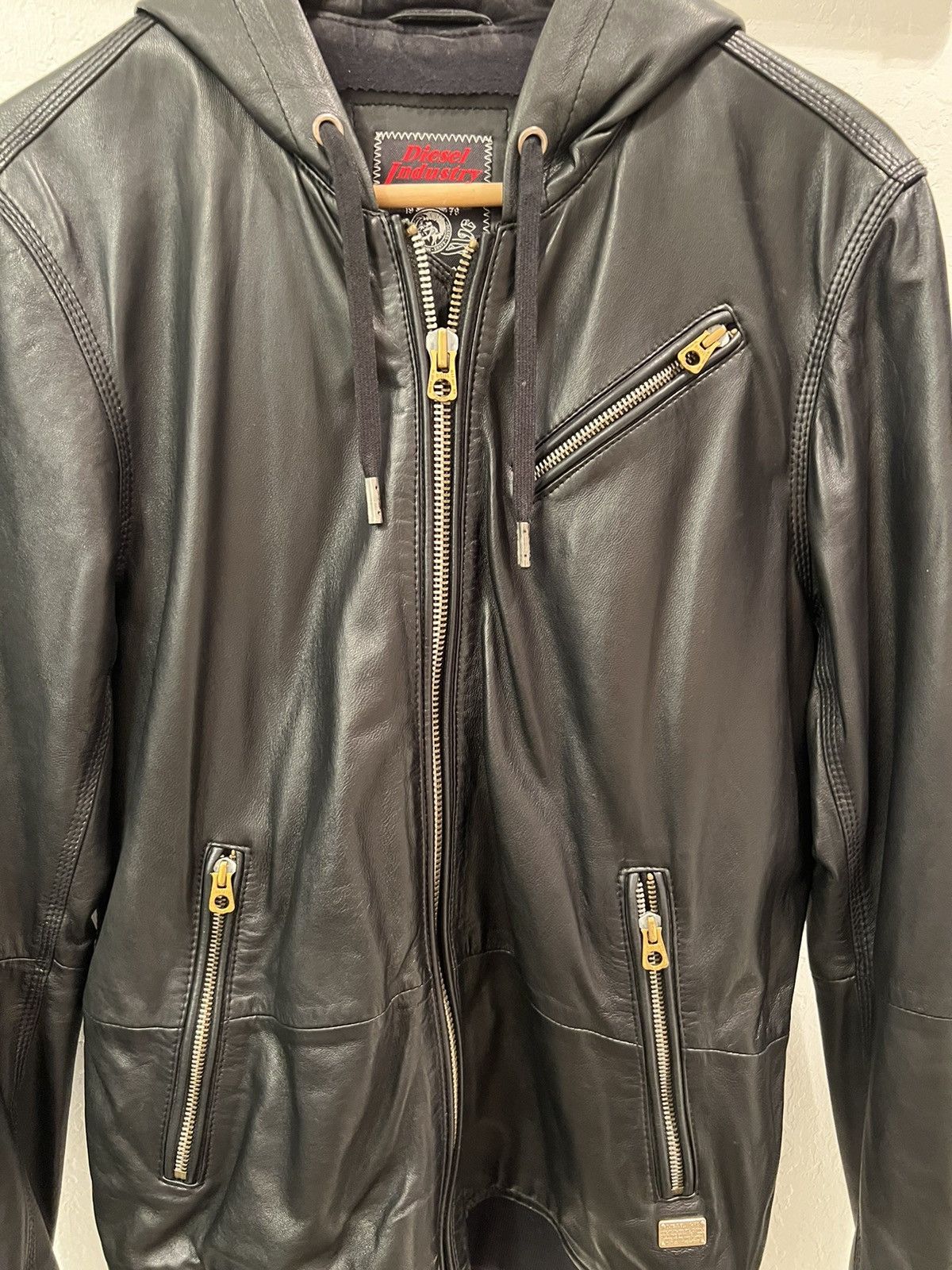 Diesel Black Gold Diesel Lambskin Leather Hoodie Jacket Size US S / EU 44-46 / 1 - 3 Thumbnail