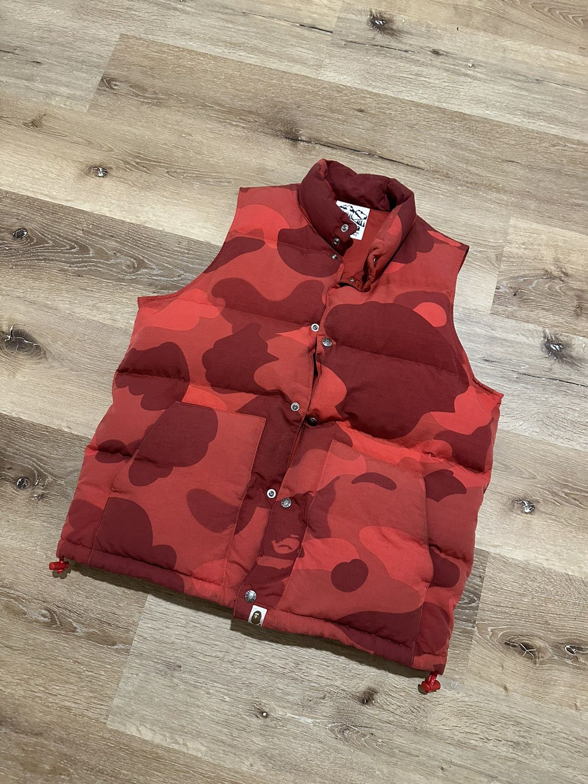 image of Bape Abc Color Camo Down Vest in Red, Men's (Size XL)