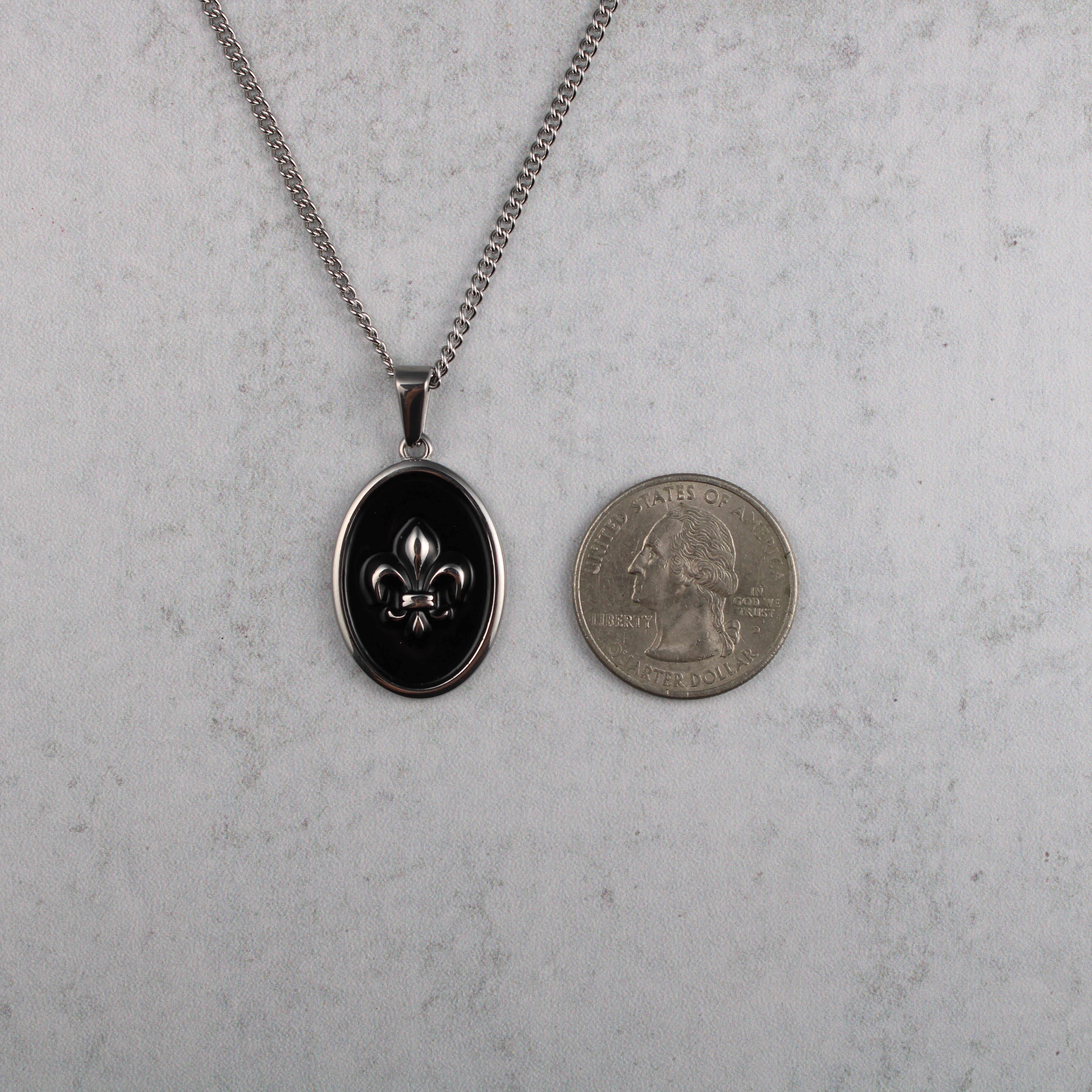 Other Silver Enamel Fleur De Lis Pendant Chain Necklace Size ONE SIZE - 6 Thumbnail