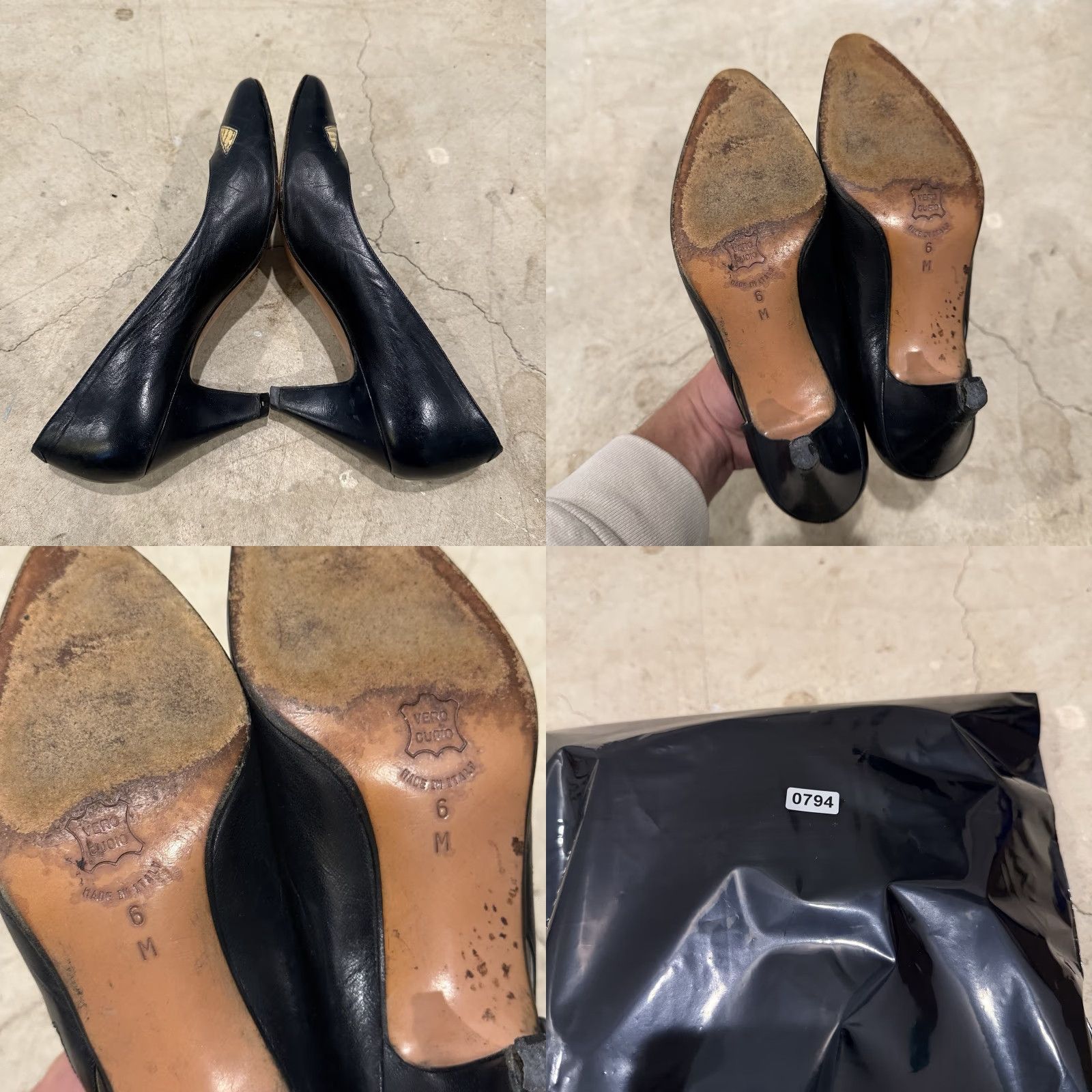 Bally VINTAGE Bally Pumps Heels Womens 6M Black Leather Heel Italy - 90s Stiletto Pump, Pointed Toe, Mid Heel, Pre-owned Good, US 6 Size US 6 / IT 36 - 8 Thumbnail