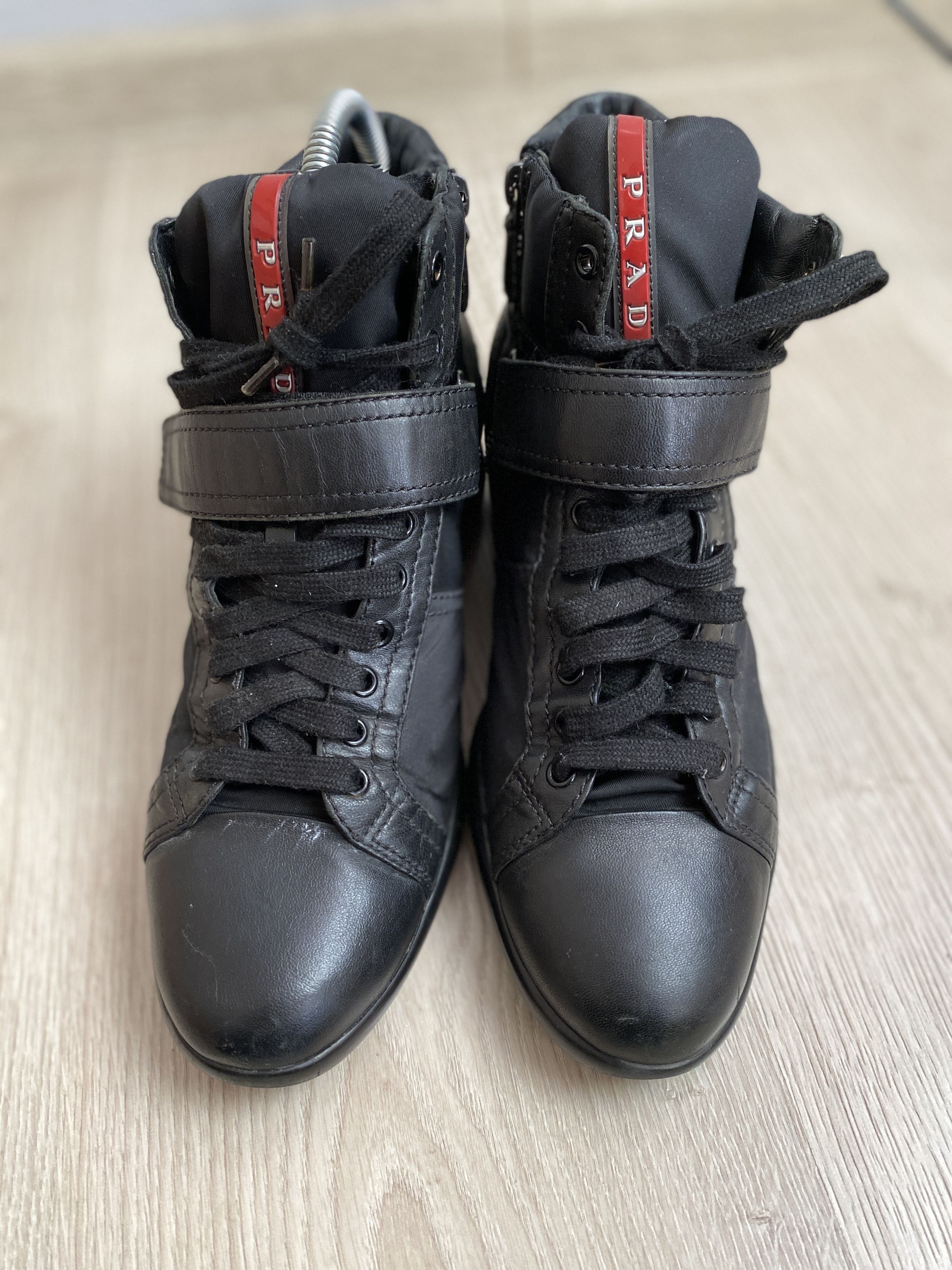 Prada × Vintage Prada high top sneakers soft leather Size US 8 / IT 38 - 4 Thumbnail