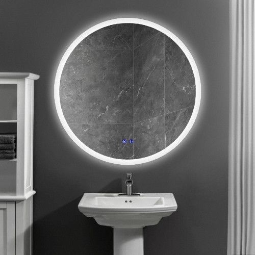 Designer × Homemade 32 x 32 Inch Round Frameless LED Illuminated Bathroom Mirror Size US L / EU 52-54 / 3 - 3 Thumbnail