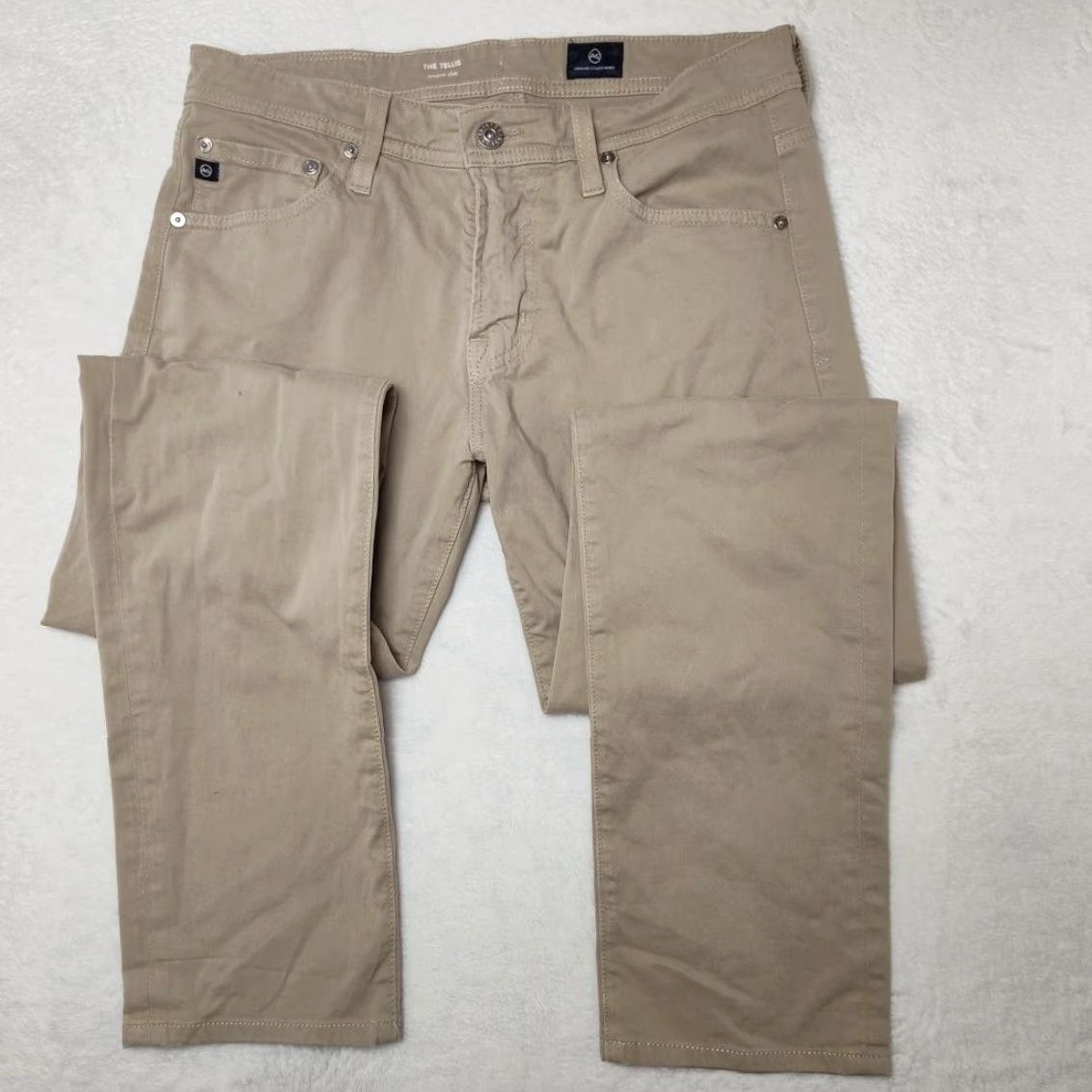 AG Adriano Goldschmied The Tellis Jeans Mens 30x32 Beige Slim Tapered Stretch