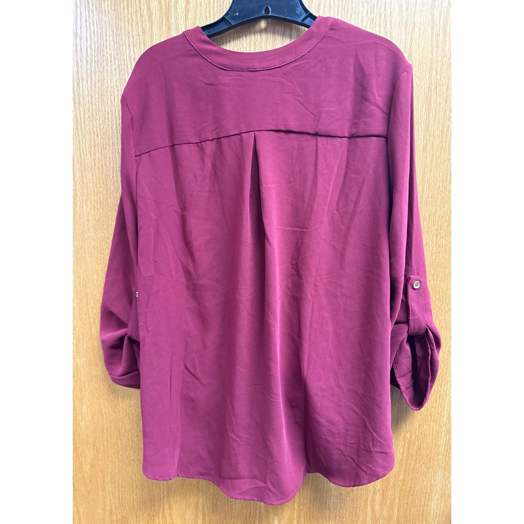 Other Women's Burgundy Blouse With Roll-Up Sleeves & Buttoned Fron Size XL / US 12-14 / IT 48-50 - 9 Thumbnail