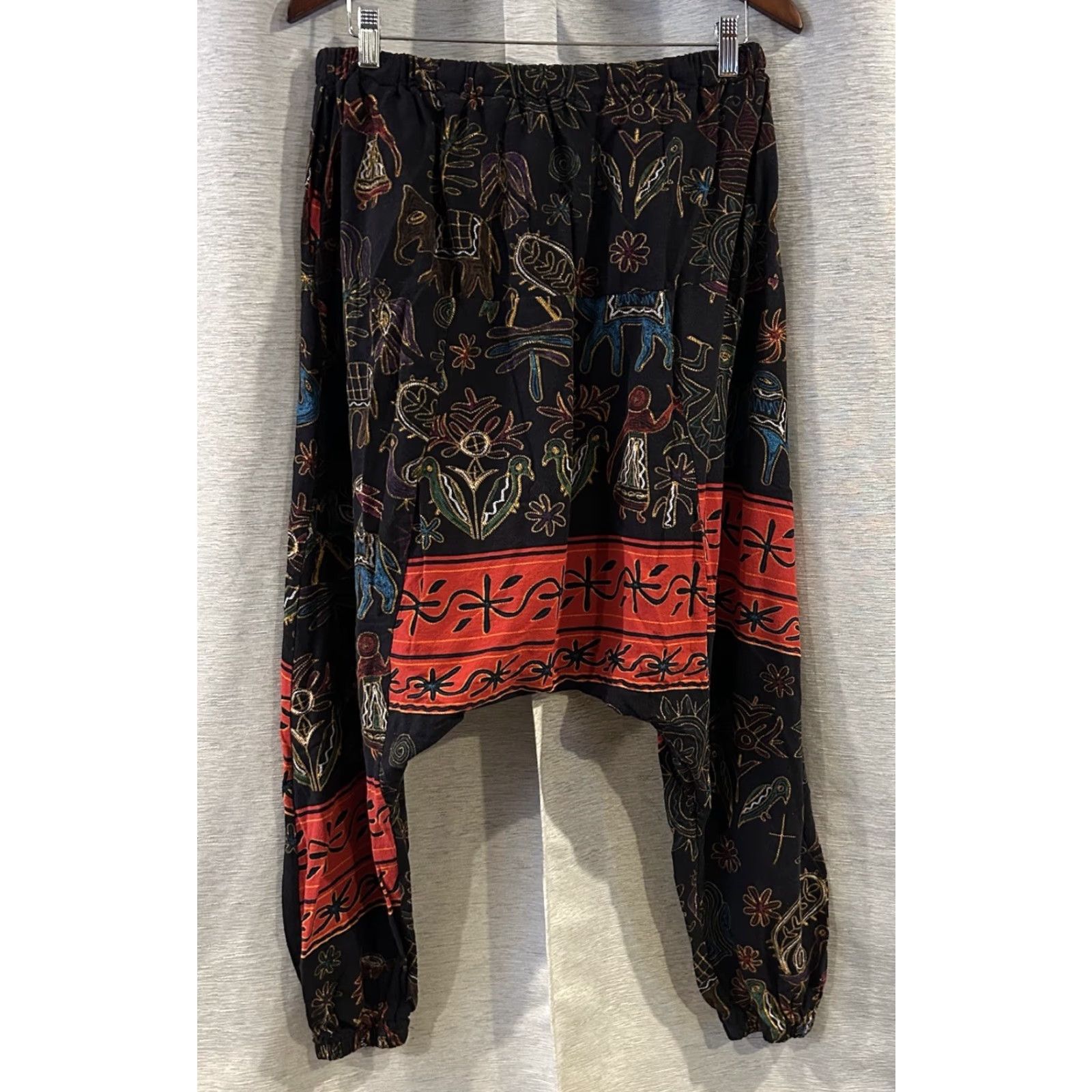 HARE AITFINEISM Men's Drawstring Aladdin Harem Pants Colorful Size L Regular Waist 29 Inseam 22 Multicolor Jogger Hip Hop Cotton Size US 33 - 4 Thumbnail