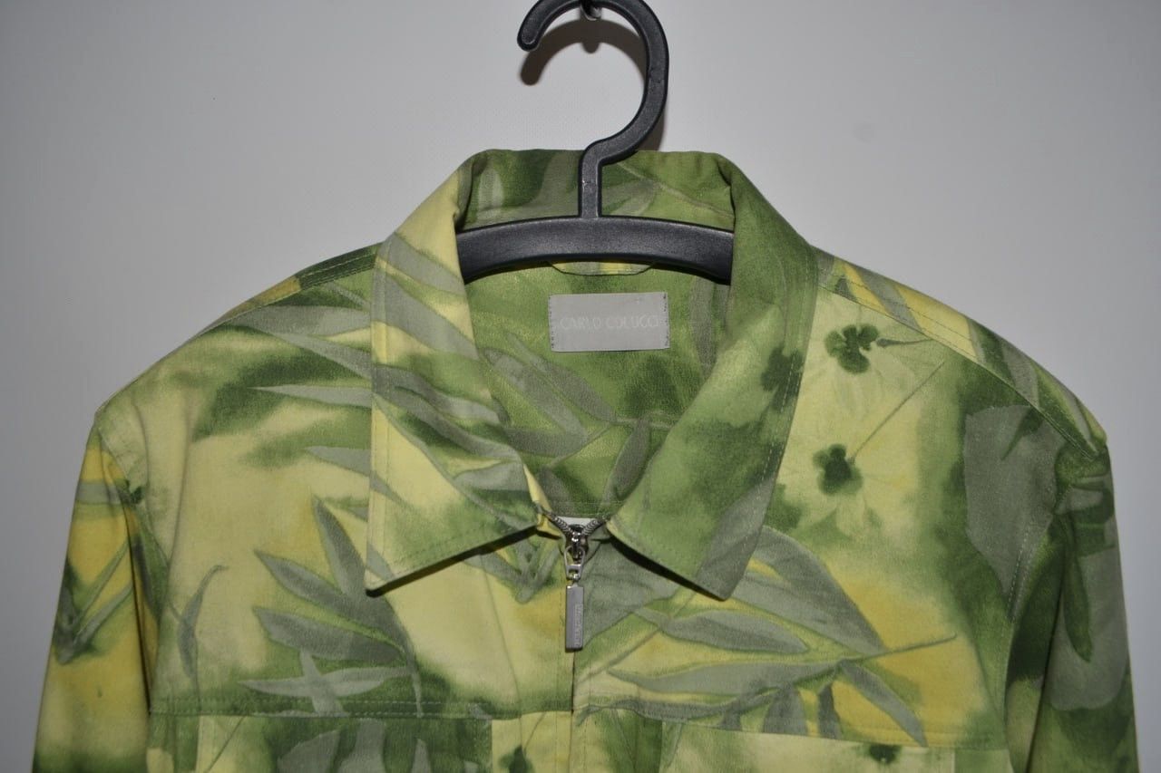 Carlo Colucci Carlo Colucci Jacket Size 42 Green Yellow Leaf Print Cotton Size M / US 6-8 / IT 42-44 - 2 Thumbnail