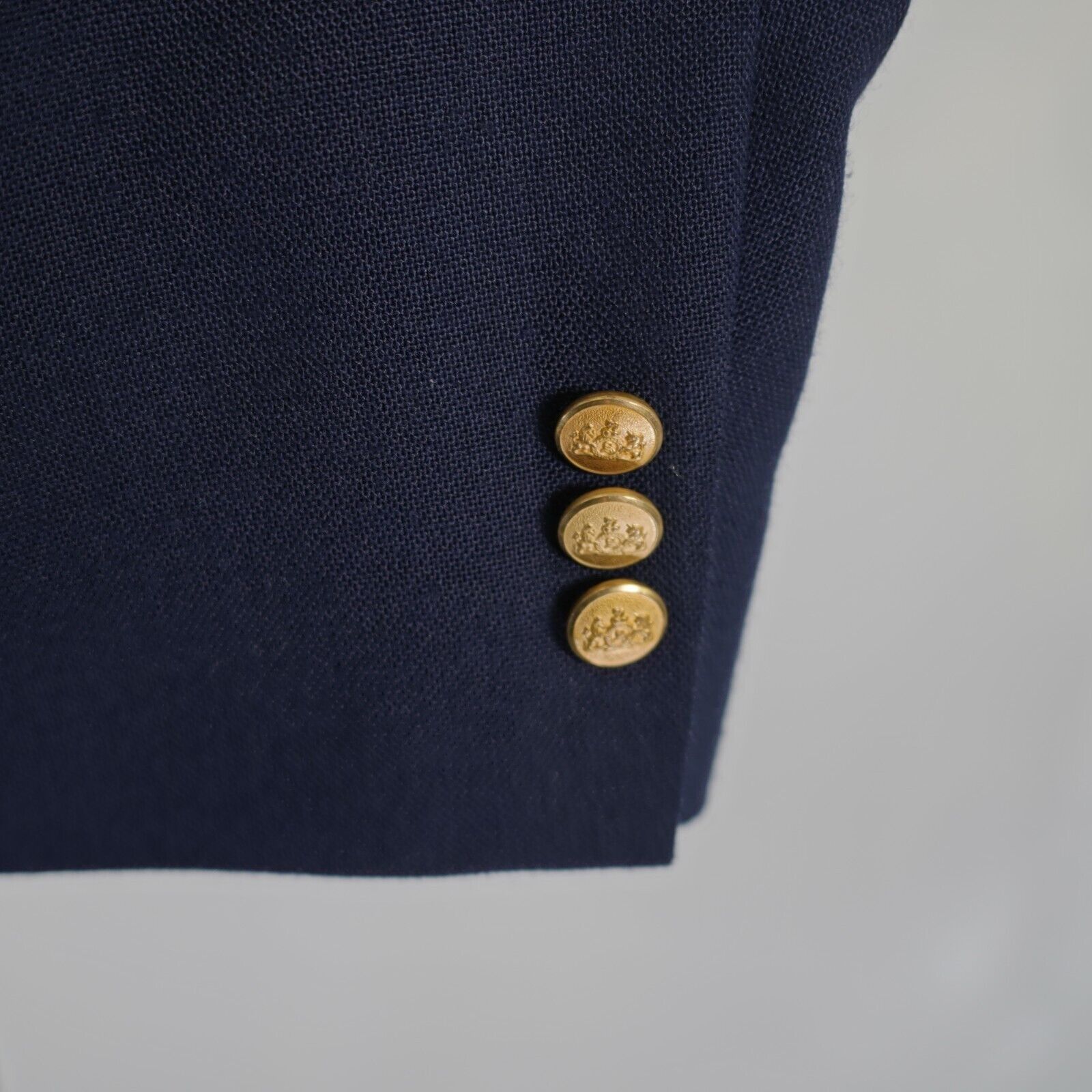 Stafford Stafford Worsted Wool Blend Blue 2 Gold Button 44L / Slim 46 Size 44L - 4 Thumbnail
