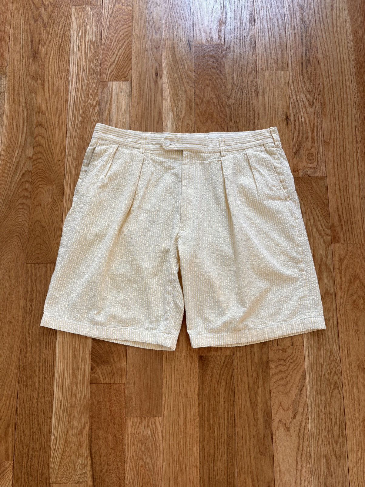 Peter Millar Peter Millar Vintage 90s Pleated Seersucker Golf Shorts 38 Size US 38 / EU 54 - 1 Thumbnail
