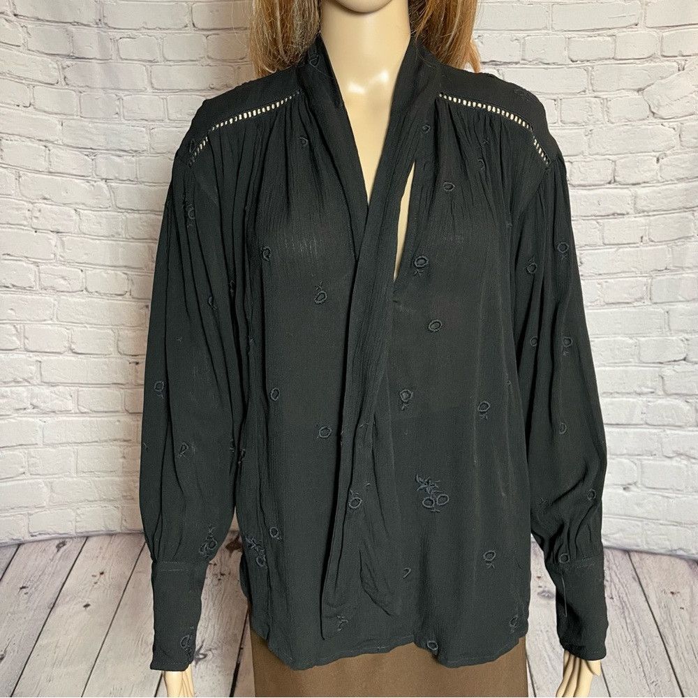 Free People NWT New Free People Black Wishful Moments Blouse Size XS Size XS / US 0-2 / IT 36-38 - 4 Thumbnail