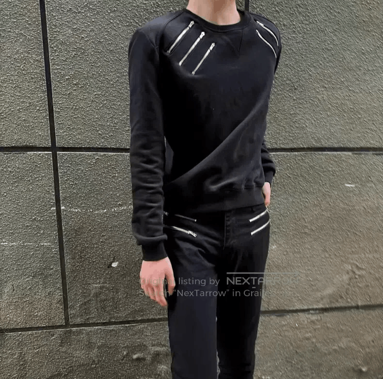 Saint Laurent Paris Saint Laurent Paris Black Samurai Cotton Five-Zipper Hoode Size US M / EU 48-50 / 2 - 8 Thumbnail