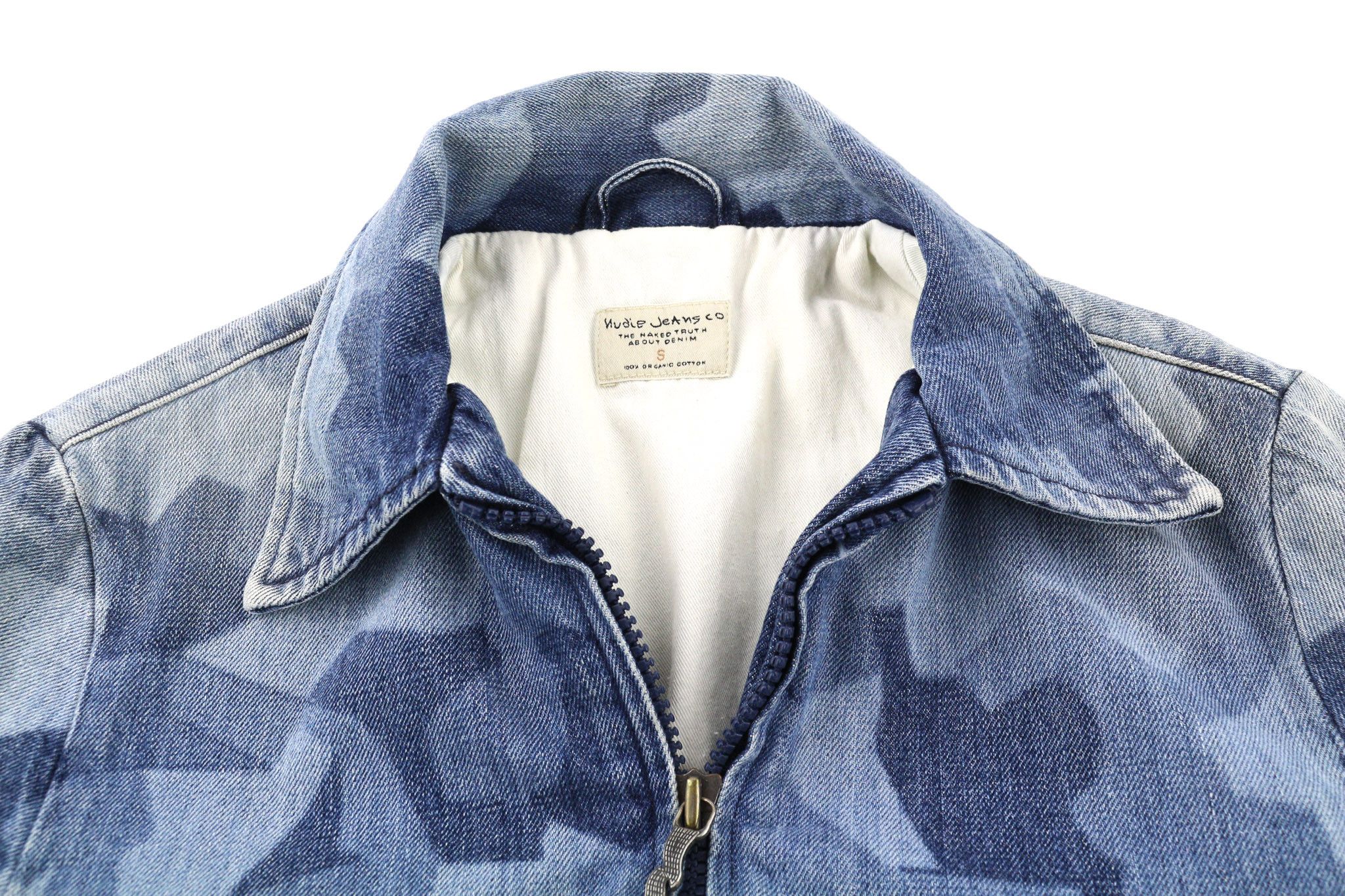 Nudie Jeans GUDRUN CAMO DENIM S Blue Patterned Bomber Jacket 81102 Size S / US 4 / IT 40 - 5 Thumbnail