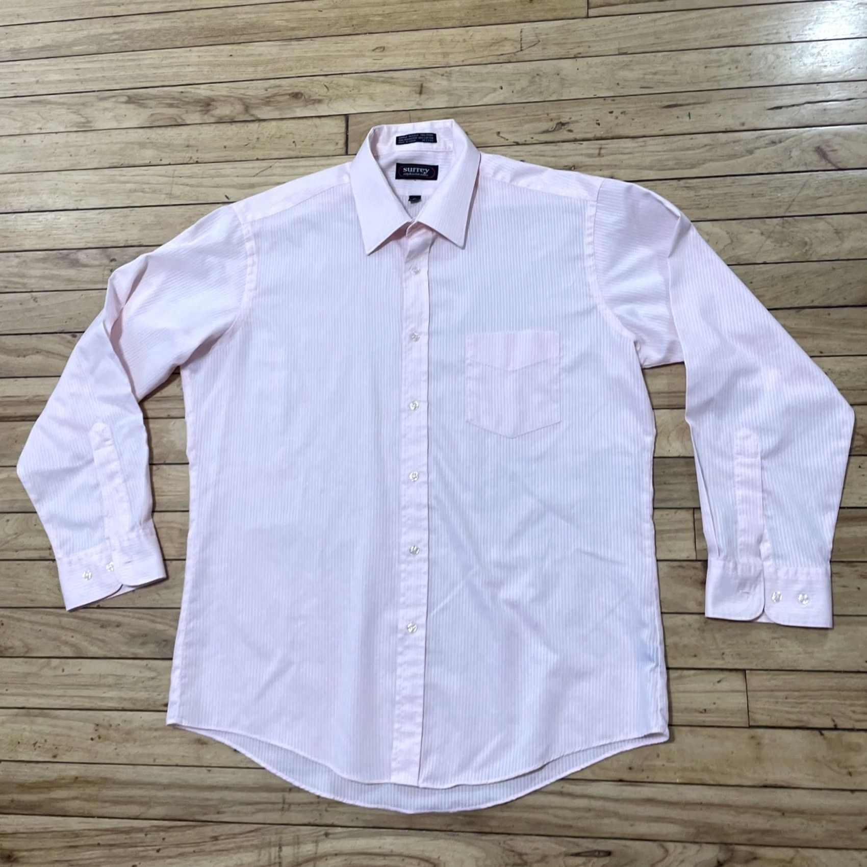 Pinko SURREY SOPHISTICATES Lightweight Shirt Mens 16 32/33 Pink Subtle Stripe Collared Button-Up Shirt Size US L / EU 52-54 / 3 - 2 Thumbnail
