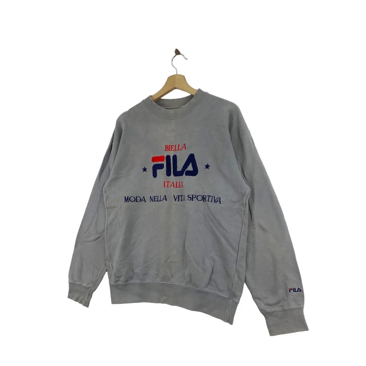Fila Vtg FILA BIELLA ITALIA Sportiva Embroidered Grey Sweatshirt Size XL / US 12-14 / IT 48-50 - 3 Thumbnail